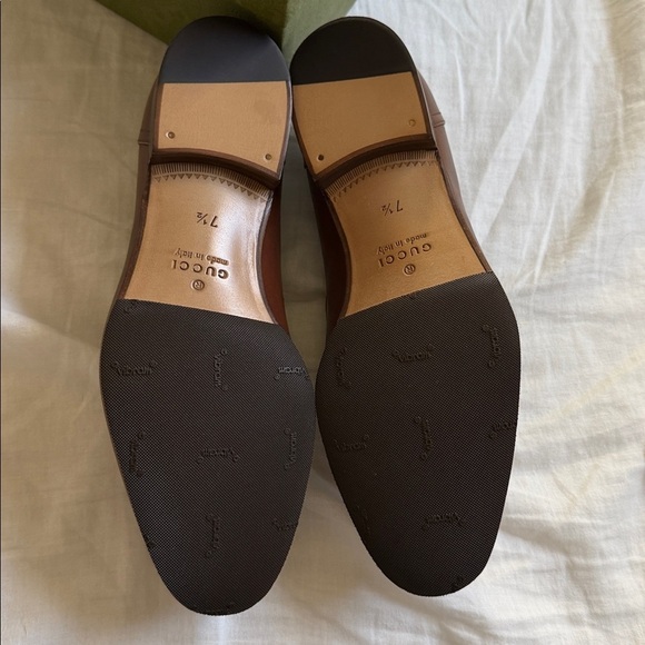 GUCCI Jakarta Brown Leather Gold GG Chain detail Mens Classy Classic Loafers main image 12